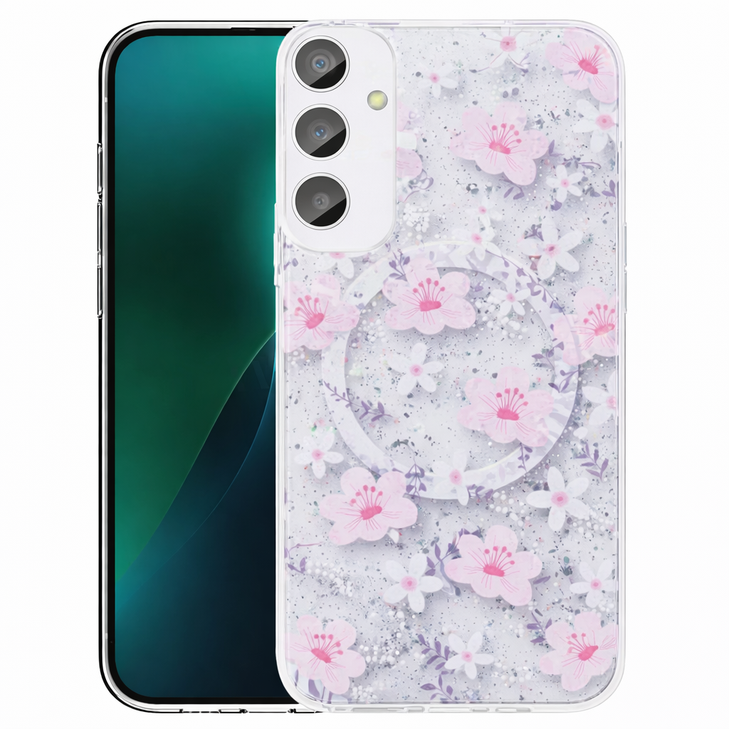 Dual Layer Phone Case – Pink Flowered Cover MagSafe Compatible