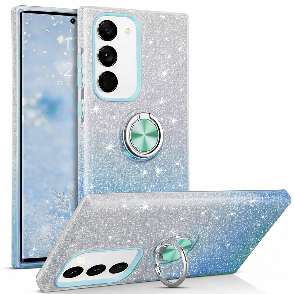 Phone Case With Glitter Ring – Blue / Silver Slim Protective Cover