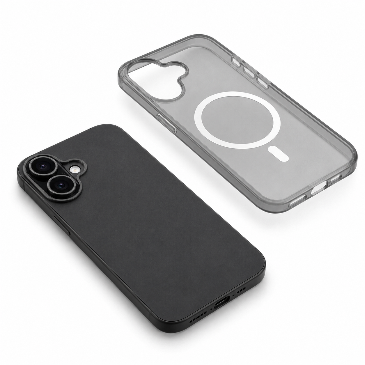 MagSafe Compatible iPhone 16 Black Case slim shockproof mobile cover with frosted matte back
