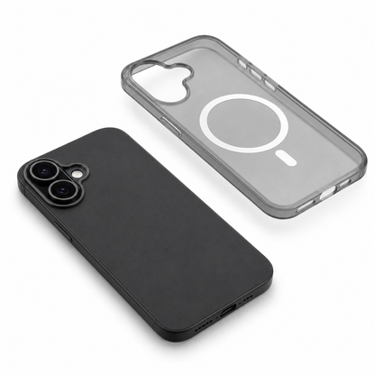 MagSafe Compatible iPhone 16 Black Case slim shockproof mobile cover with frosted matte back