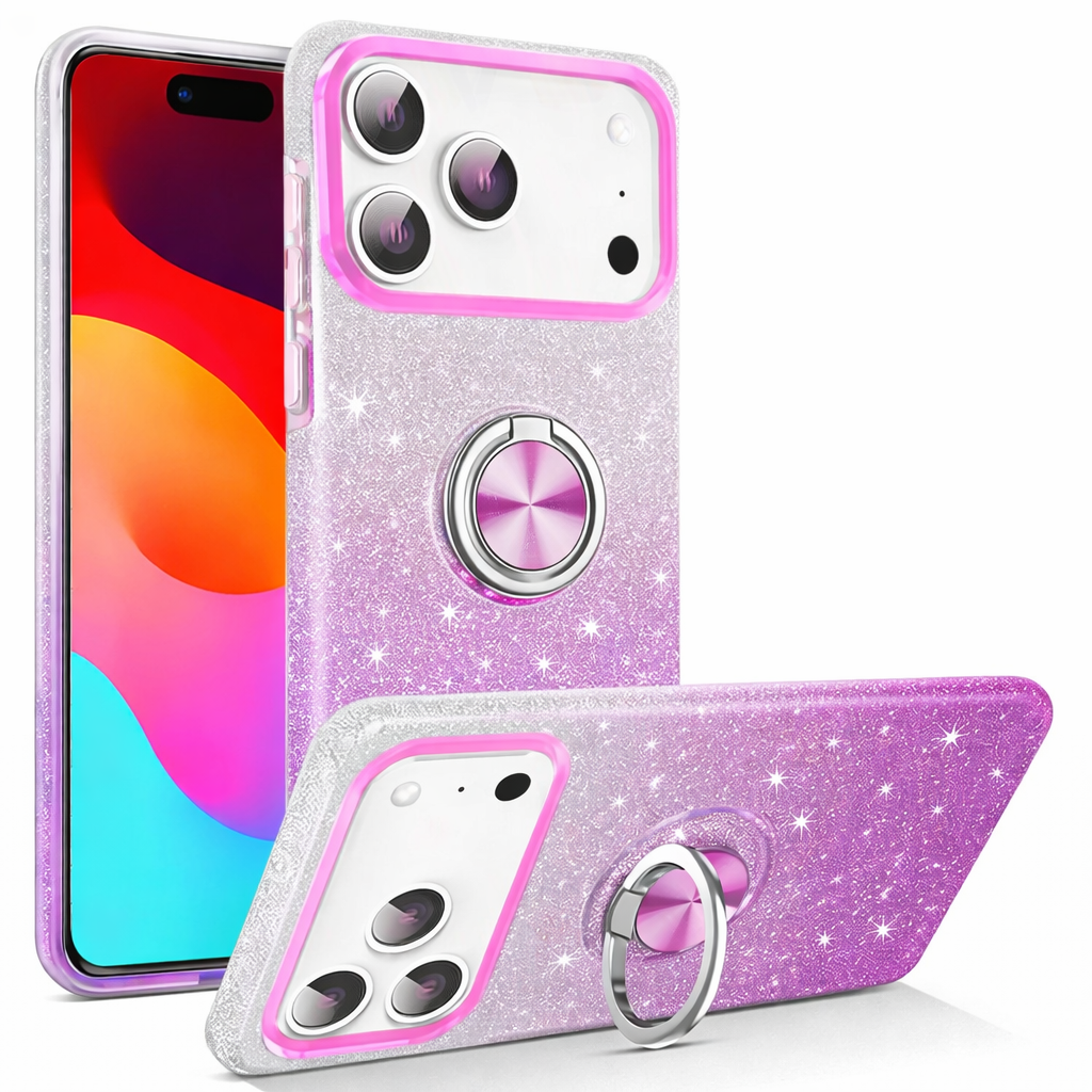 Phone Case With Glitter Ring – Purple /Silver Slim Protective Cover