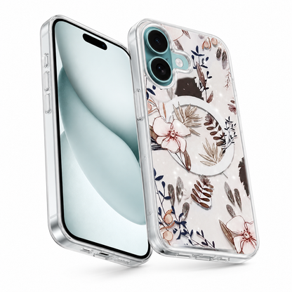 Botanical Flower Phone Case, Shockproof iPhone 17 Case, Transparent Mobile Cover, Premium Designer Case