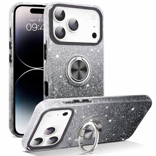 Phone Case With Glitter Ring – Black / Silver Slim Protective Cover