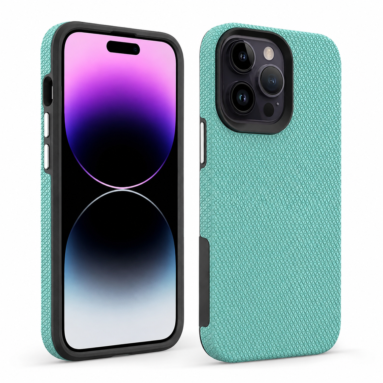 Teal triangle protective case for Apple iPhone 12 and iPhone 12 Pro
