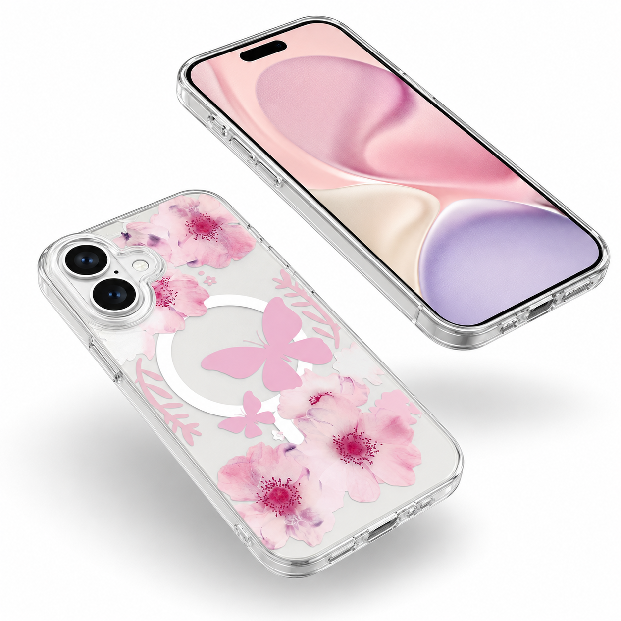 Premium Butterfly Floral Case Apple iPhone 16 Durable MagSafe Smartphone Cover