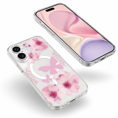 Premium Butterfly Floral Case Apple iPhone 16 Durable MagSafe Smartphone Cover