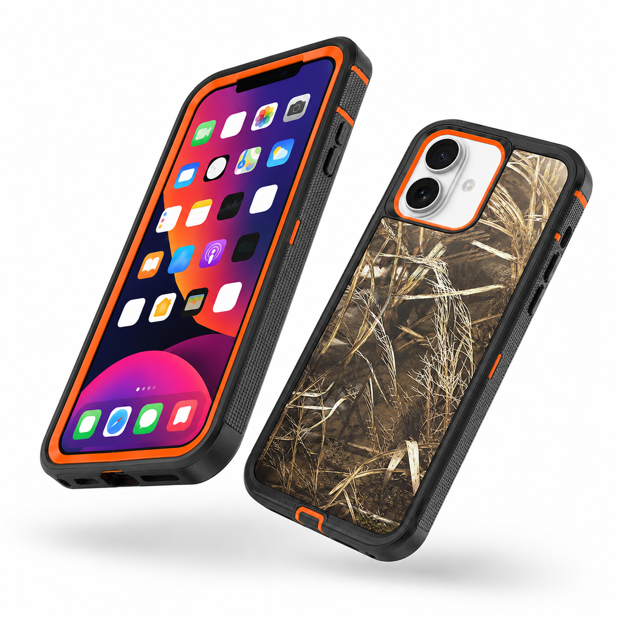 Slim impact-resistant orange protective phone cover for iPhone 17