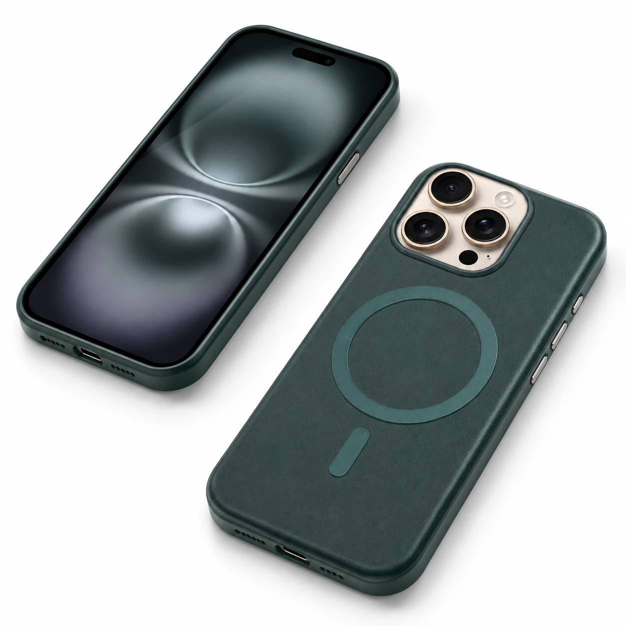 Navy soft-touch mobile cover with raised camera protection for iPhone 12
