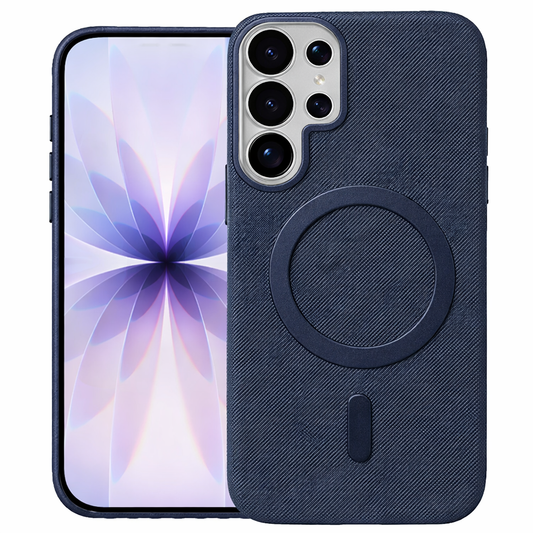 Dual Layer Phone Case – Navy Fabric Cover MagSafe Compatible