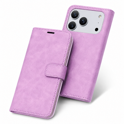 Purple Wallet Phone Case for Apple iPhone 17 Pro Max Card Holder and Photo ID Cover