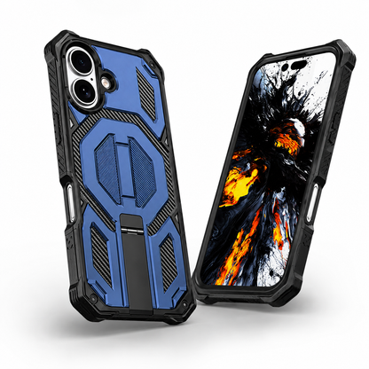 Blue iPhone 16 case with MagSafe compatible protective phone cover