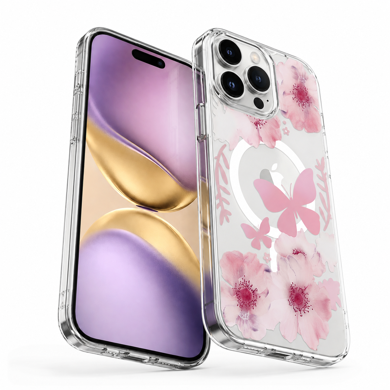 Pink floral protective phone case for Apple iPhone 12 Pro