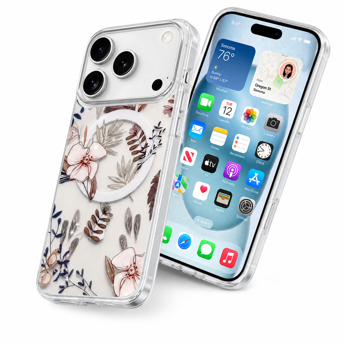 Apple iPhone 18 Pro Max Floral Case premium MagSafe compatible phone cover with clear transparent back