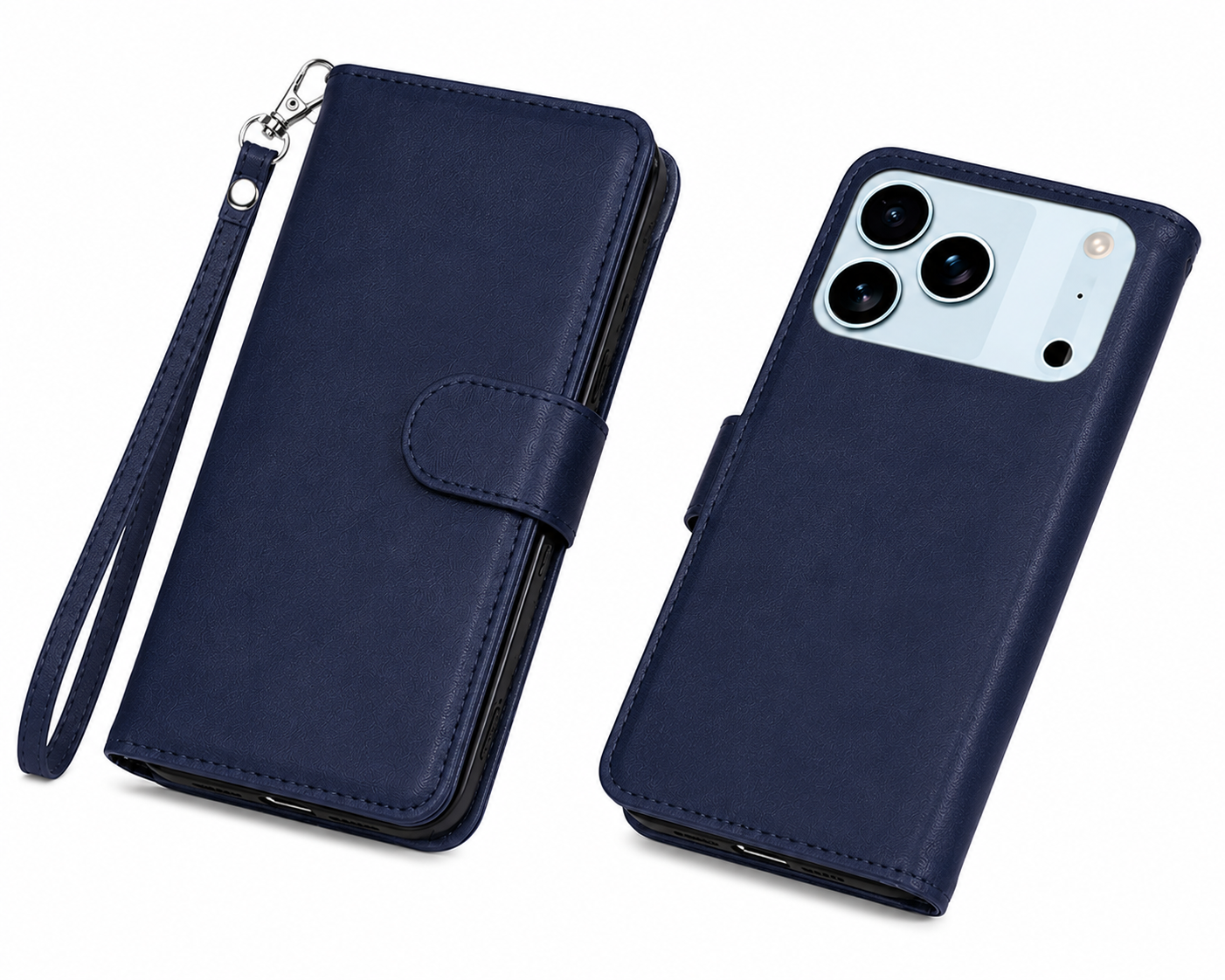 Apple iPhone 17 Pro Max Bifold Wallet Case in Navy, Shockproof Phone Case, Magnetic Flip Cover