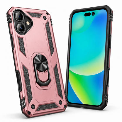 Shockproof rose gold iPhone 17 case with reinforced protective corners