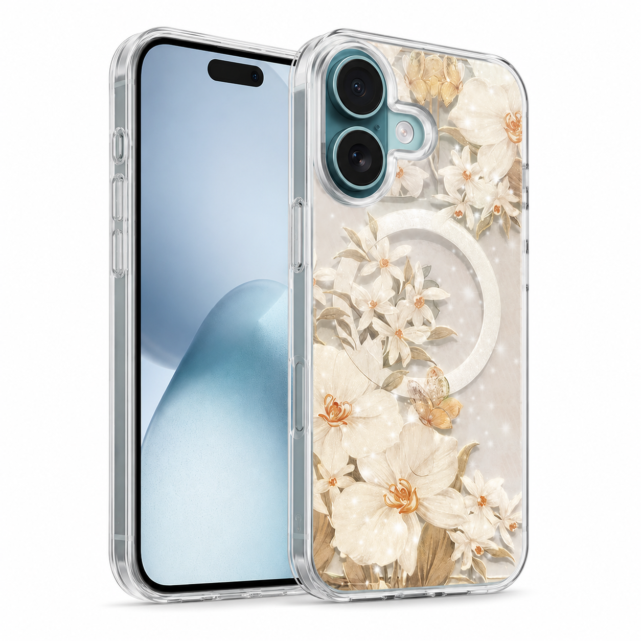 White Blossom MagSafe Phone Case, Protective Cell Phone Cover, Scratch Resistant iPhone Cover, Fashion Phone Case