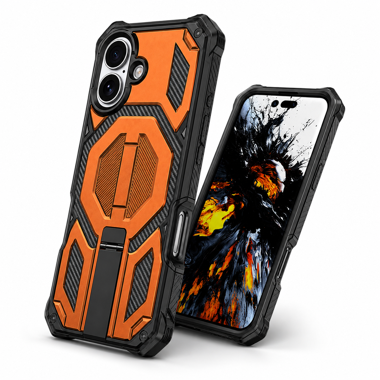 Orange iPhone 17 rugged phone case with MagSafe