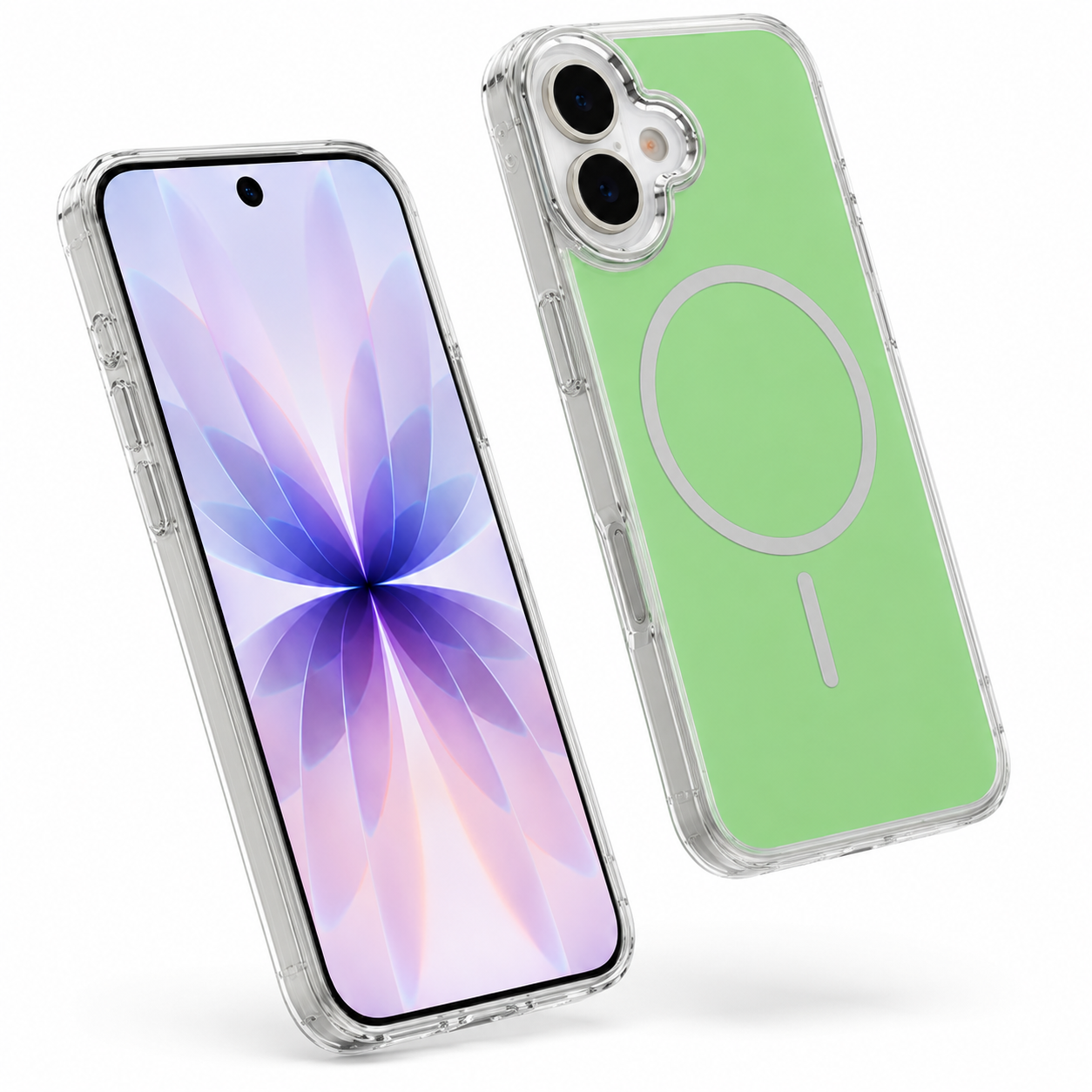 Green MagSafe Phone Case for Apple iPhone 17, Clear Crystal Back Cover, Slim Protective Mobile Case