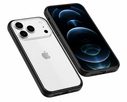  Crystal Clear Phone Case for Apple iPhone 17 Pro Max with Black Protective Edge, Anti Scratch Back, and Wireless Charging Compatibility