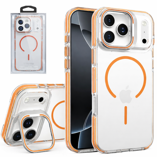 Dual Layer Phone Case – Orange Matt Crystalline Cover MagSafe Compatible with Stand