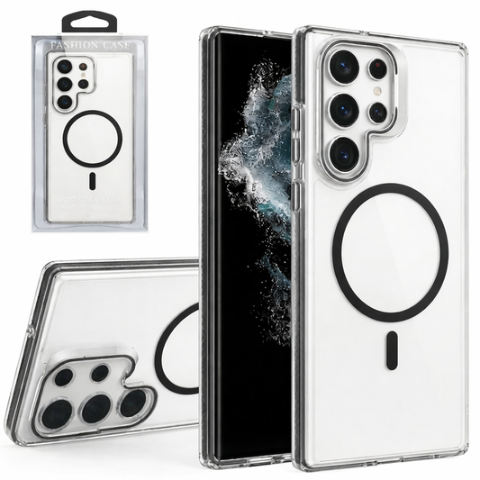 Dual Layer Phone Case – Black Matt Crystalline Cover MagSafe Compatible with Stand