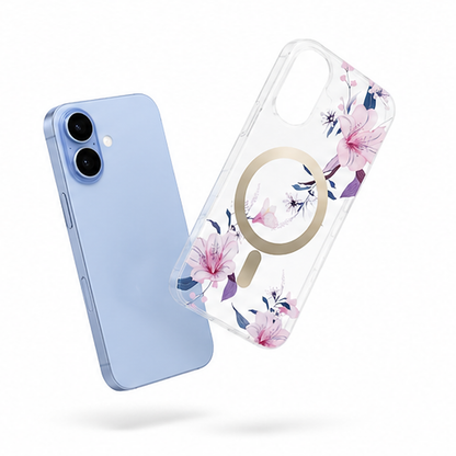 Designer MagSafe Floral Mobile Cover for Apple iPhone 17 in White
