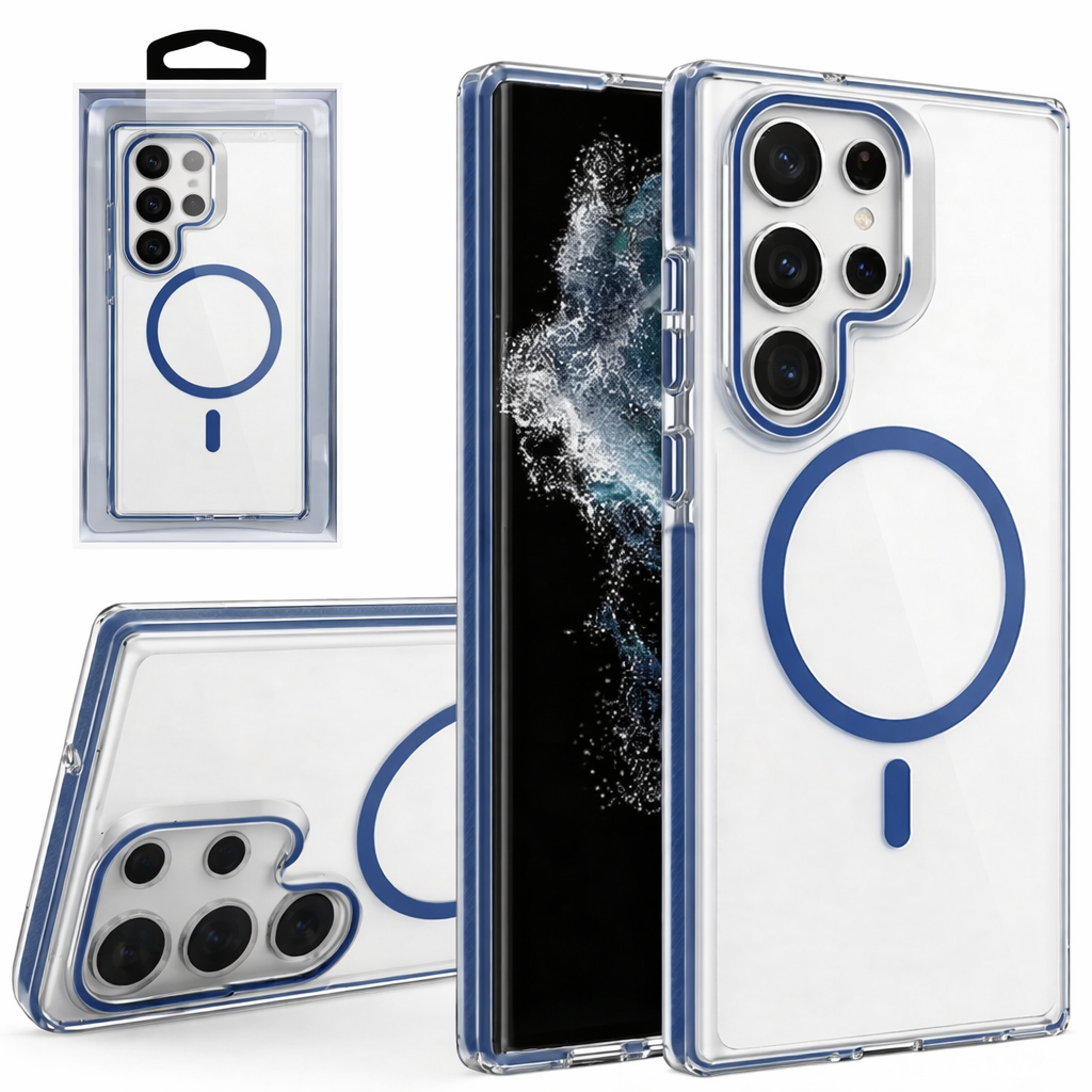 Dual Layer Phone Case – Dark Blue Matt Crystalline Cover MagSafe Compatible with Stand