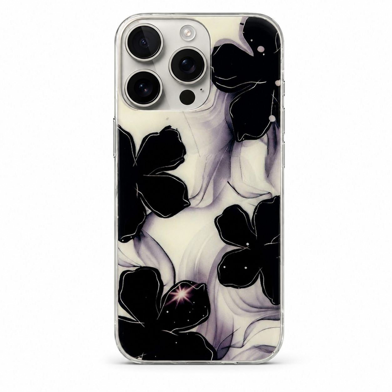 Black marble flower MagSafe case for Apple iPhone 12 / 12 Pro