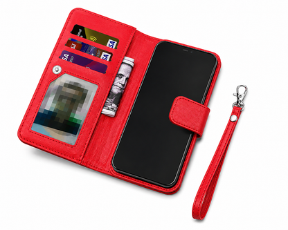Luxury Apple iPhone 17 Pro Max Leather Wallet Case, Protective Phone Cover, Wireless Charging Compatible Case