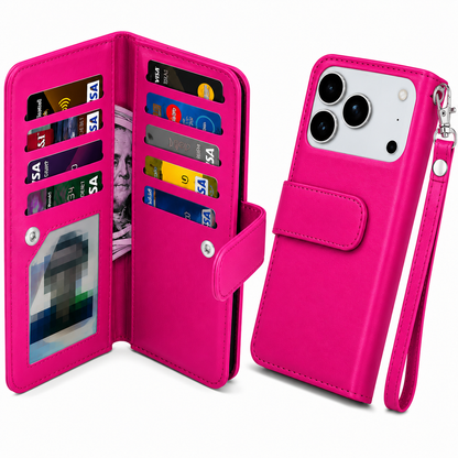 Apple iPhone 17 Pro Max Protective Wallet Case, Detachable Magnetic Cover, Luxury Leather Phone Case, Impact Resistant Mobile Cover, Slim Protective Case