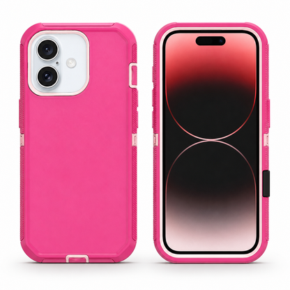 Hot pink triple protection case for Apple iPhone 17 back view