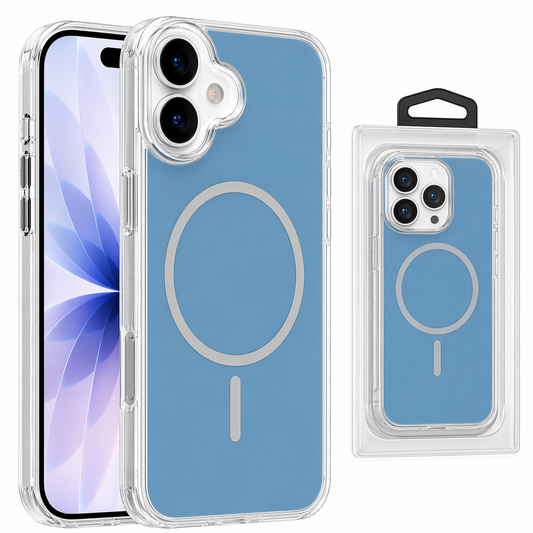 Dual Layer Phone Case – Light Blue Crystal Shell Cover MagSafe Compatible