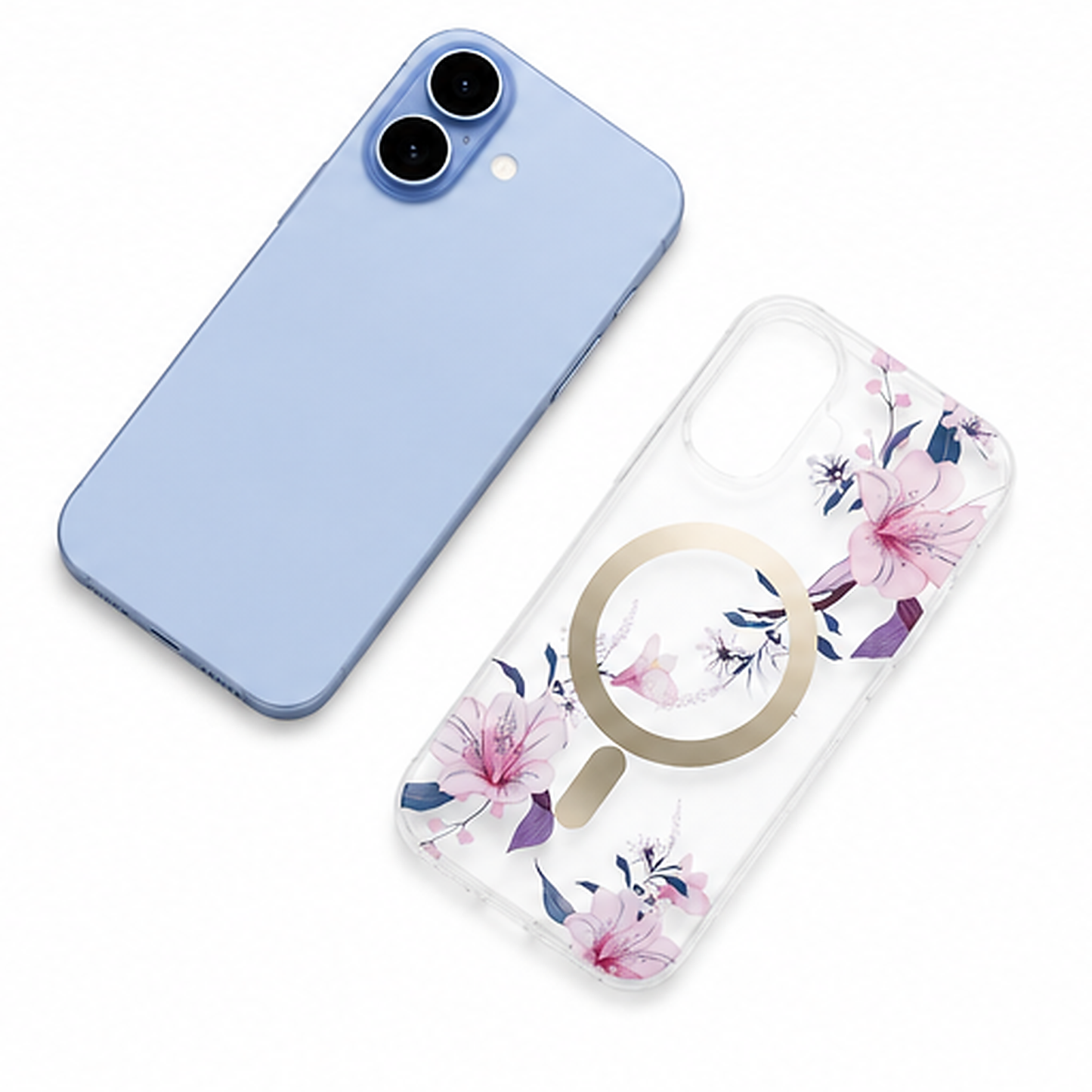 White Pink Floral Protective iPhone 17 Case with Raised Camera Edge
