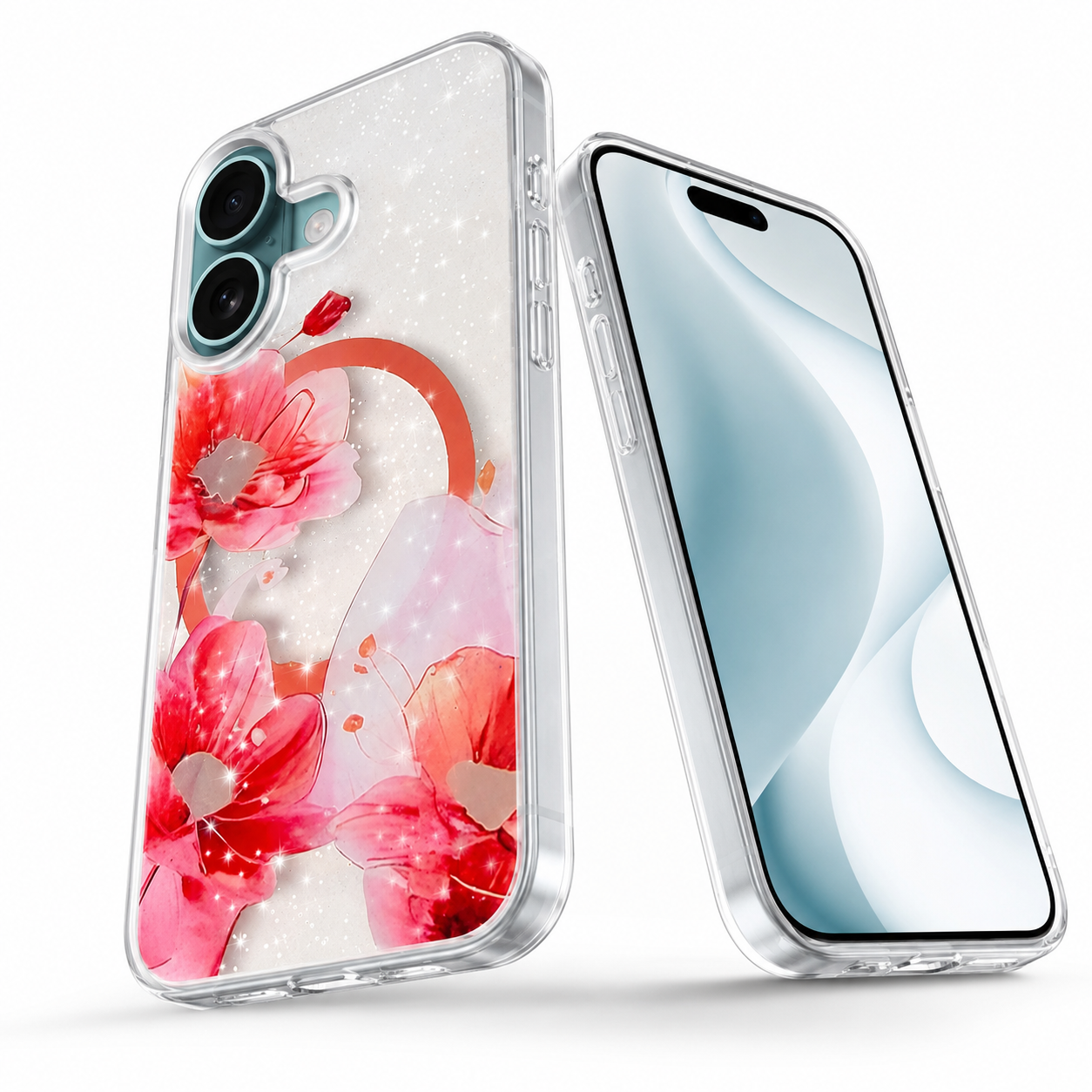 Flower Print Phone Case, Shockproof iPhone 16 Case, Transparent Mobile Cover, Premium Designer Case