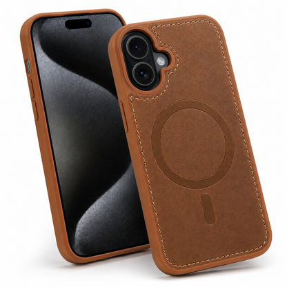 Premium Brown iPhone 16 Cover, MagSafe Compatible Phone Case, Luxury Mobile Cover, Slim Protective Case