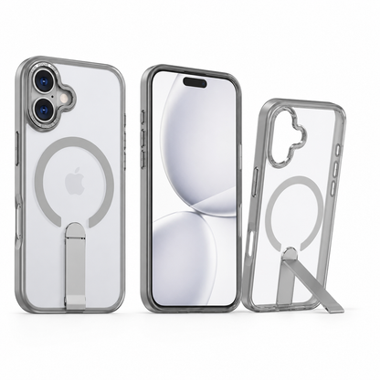 Grey MagSafe iStand Case for Apple iPhone 17, Shockproof Phone Case, Protective Mobile Cover, Kickstand Case