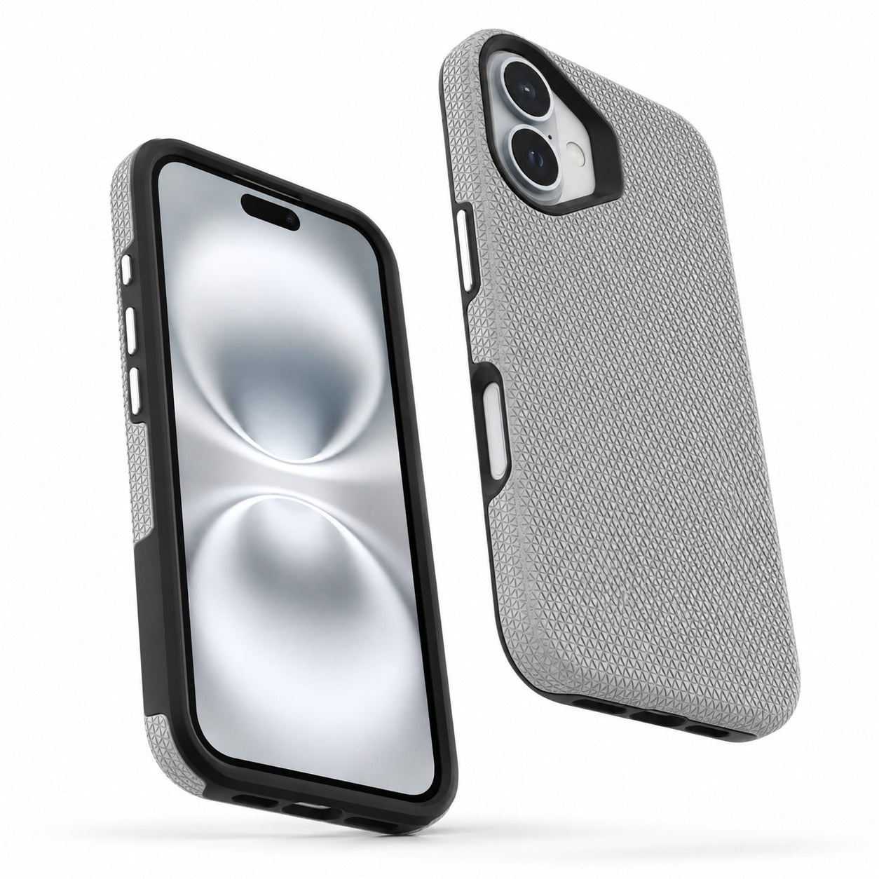 Designer Grey iPhone 16 Cover, Impact Resistant Phone Case, Wireless Charging Compatible Case