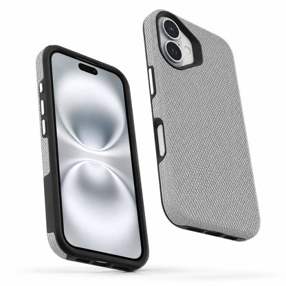 Designer Grey iPhone 16 Cover, Impact Resistant Phone Case, Wireless Charging Compatible Case