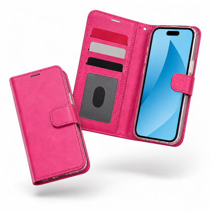 MagSafe compatible iPhone 17 wallet cover with raised camera protection