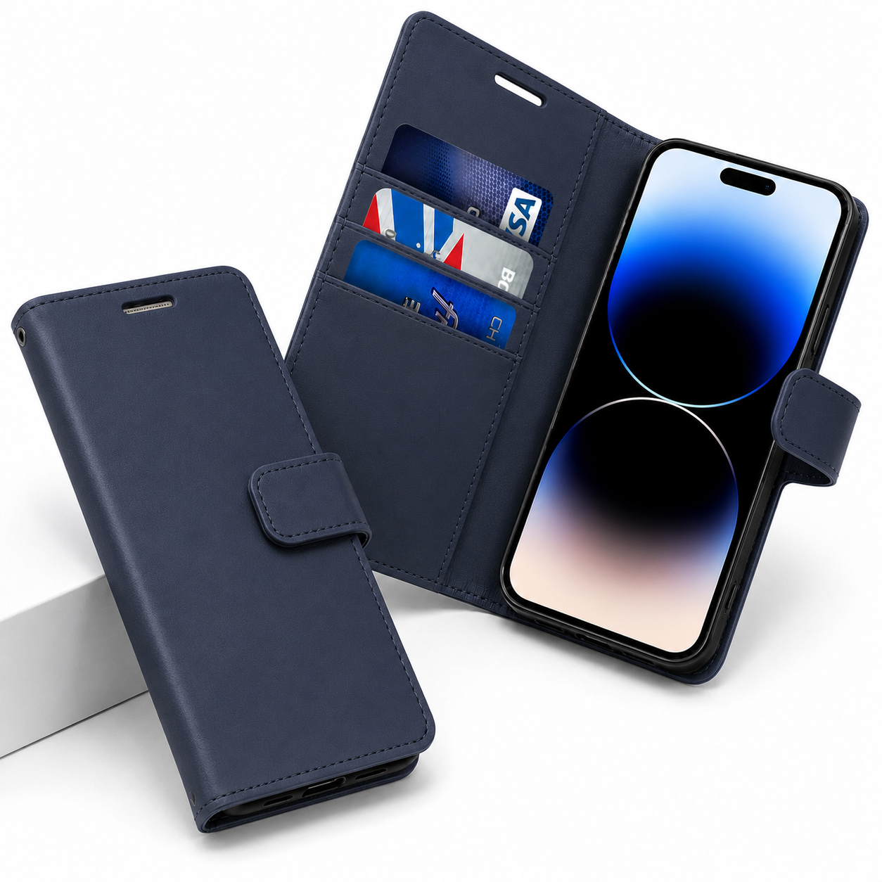 Goospery BlueMoon Diary Case for Apple iPhone 17 Pro Max Premium Wallet Phone Cover Navy Blue