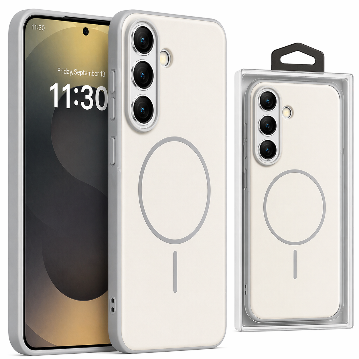 Dual Layer Phone Case – White Glam Cover MagSafe Compatible