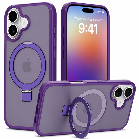 Dual Layer Phone Case – Deep Purple Robust Cover MagSafe Compatible With Ring Stand