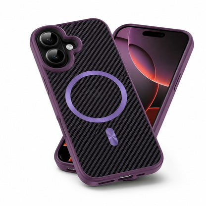 Carbon Elite Phone Case, Apple iPhone 16 Protective Cover, Military Grade Phone Case, Wireless Charging Compatible Case
