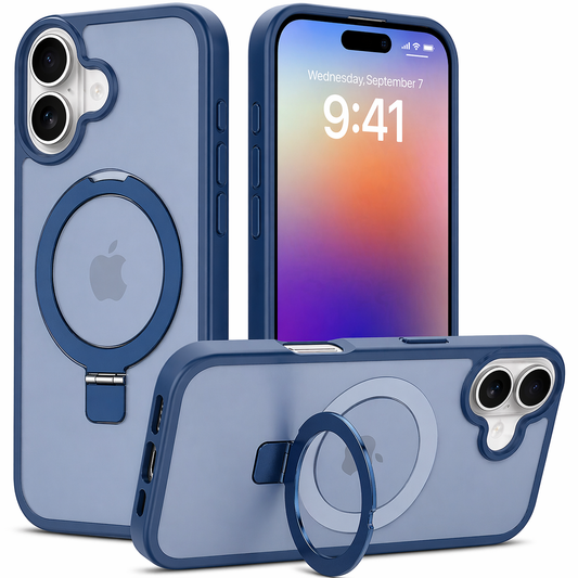 Dual Layer Phone Case – Navy Robust Cover MagSafe Compatible With Ring Stand