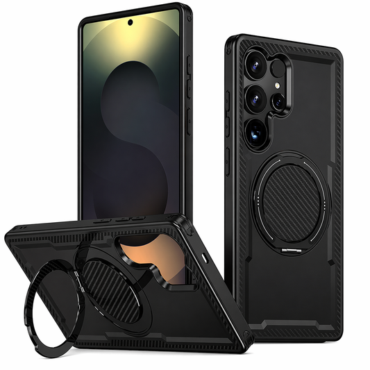 Dual Layer Phone Case – Black Covert Cover MagSafe Compatible With Ring Stand