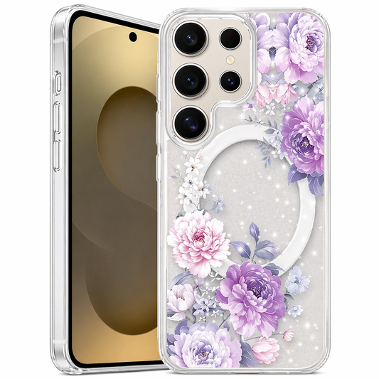 Dual Layer Phone Case – Purple Flower Floret Cover MagSafe Compatible