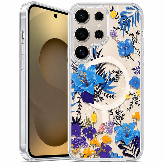 Dual Layer Phone Case – Blue Flower Floret Cover MagSafe Compatible