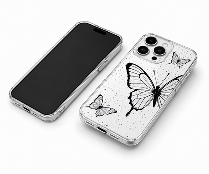 Designer black butterfly mobile cover with raised camera protection for iPhone 12