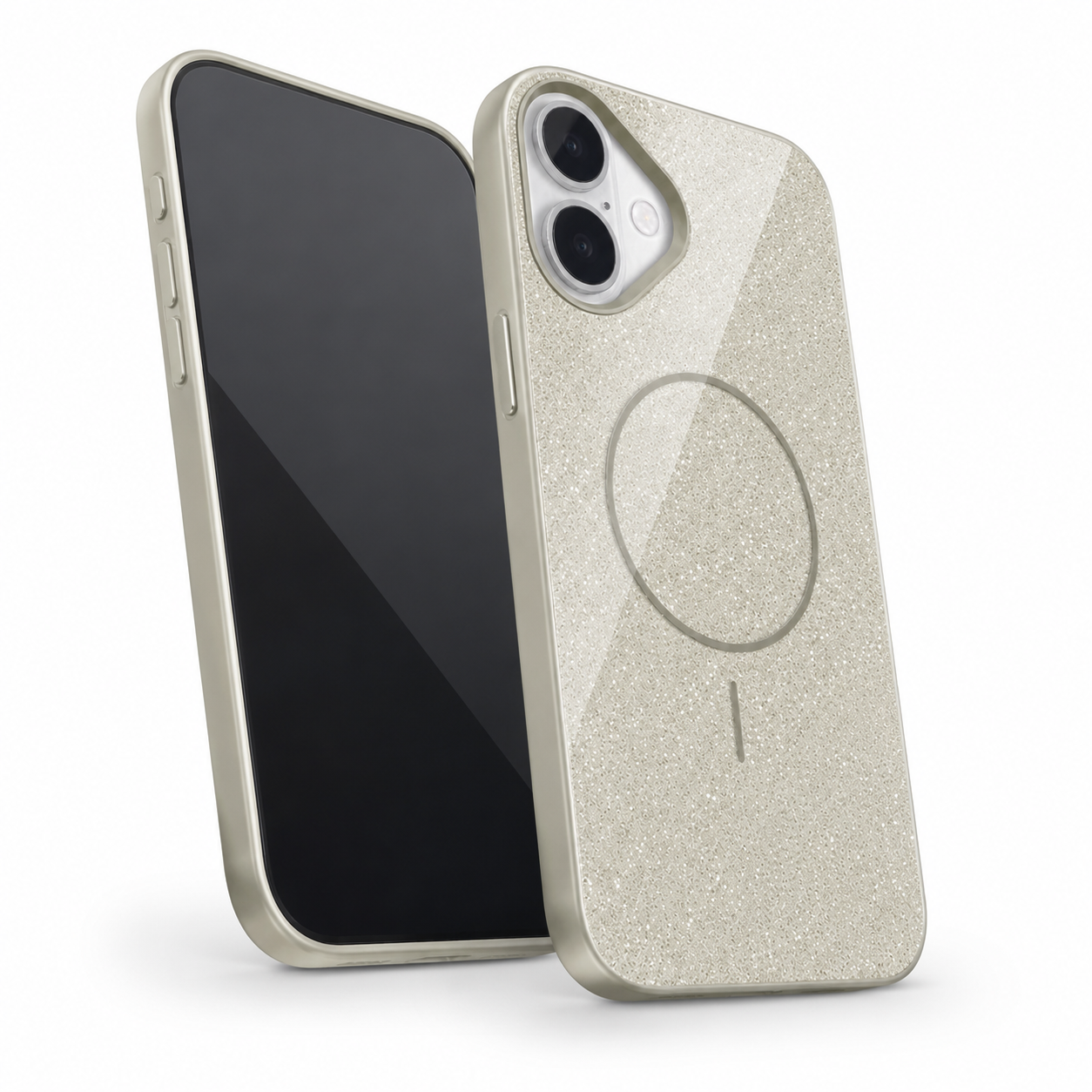 Grey Sparkle iPhone 16 Case, MagSafe Compatible Phone Cover, Luxury Protective Smartphone Case