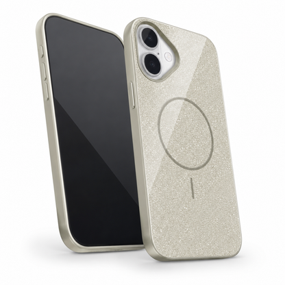 Grey Sparkle iPhone 16 Case, MagSafe Compatible Phone Cover, Luxury Protective Smartphone Case